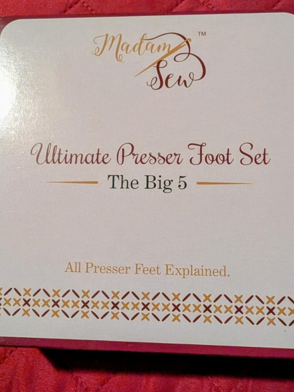 MADAM SEW ULTIMATE PRESSURE FOOT SET THE BIG 5 STORAGE CASE DVD